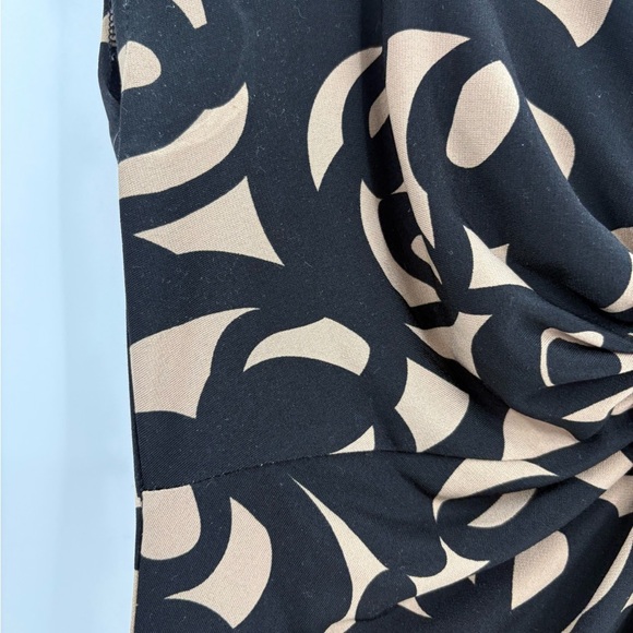 London times Y2K 2000s Vintage Cap Sleeve Midi Dress Abstract Print Ruched sz 4 - Picture 5 of 12